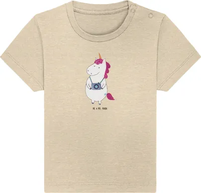 Produktbild von Mr. & Mrs. Panda  T-Shirt Einhorn Fotograf 24. - 36. Monat - Natural Raw - Geschenk, Baby Top, Unicorn, Babyshirt, Kurztrip, Urlaub, Einhörner, Organic, Kamera, Kinder