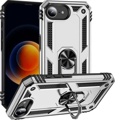 Produktbild von Mobigear Armor Ring iPhone 17e Hülle Hardcase Backcover Stoßfest mit Ringhalter - Silber
