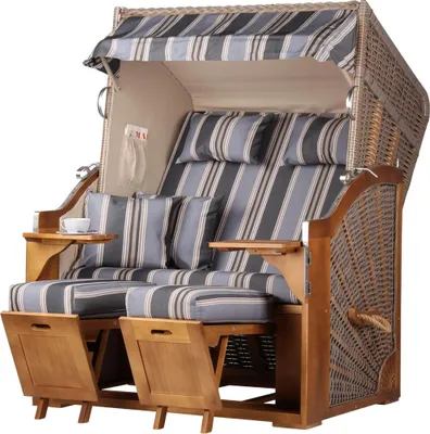 Produktbild von Strandkorb Komplettset - bene living - Schleswig Pinie - PE mokka - Modell 555