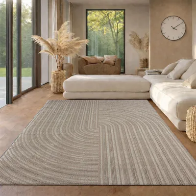 Produktbild von Kurzflor-Teppich Boho modern – Dünner Wohnzimmer- & Schlafzimmerteppich mit 3D Hoch-Tief-Effekt, pflegeleicht