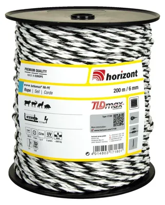 Produktbild von horizont TURBOMAX Seil | Elektroseil, Weidezaunseil | Durchmesser: 6 mm, Spulenlänge: 200 m