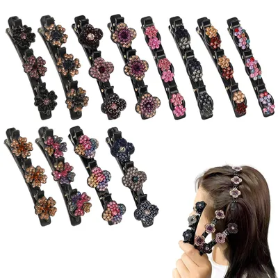 Image de Solidchoice - 12 pièces de pinces à cheveux double couche pour femmes - Élégantes pinces à cheveux ornées de fleurs