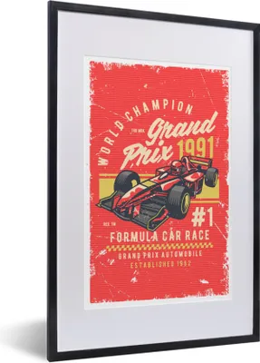 Produktbild von MuchoWow® MuchoWow® Gerahmtes Poster Mancave - Formel 1 - Rennwagen - Retro 40x60 cm - Poster mit zchwarzem Bilderrahmen - Poster in Rahmen
