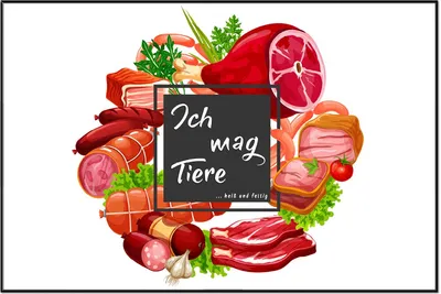 Produktbild von Wallario Wandbild Ich mag Tiere - Fleisch, Größe: 61 x 91,50 cm, Poster mit schwarzem Aluminiumrahmen