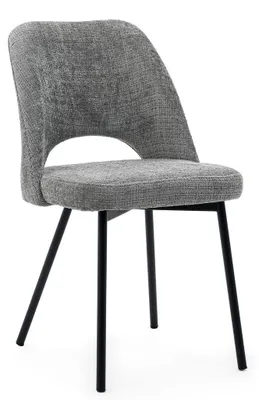 Produktbild von Polsterstuhl MILO in Dunkelgrau für Esszimmer und Wohnzimmer, mit schwarzen Beinen