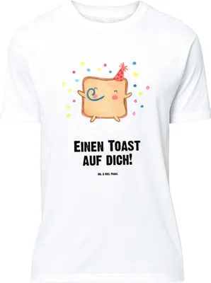Produktbild von Mr. & Mrs. Panda T-Shirt Toast Party - Weiß - Geschenk, Oversize, Mitbringsel, mit Spruch, Valentinstag, Hochzeitstag, Freundin, für Frauen, Partner, Shirt, Tshirt