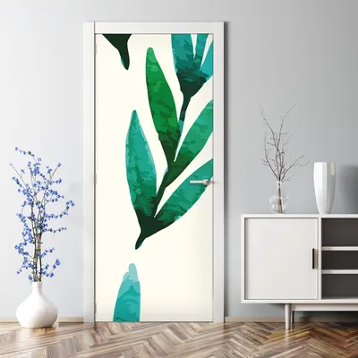 Produktbild von Dekorative selbstklebend Klebefolie Türtapete Türaufkleber Aufkleber Handbemalte Blätter 77 x 200 cm