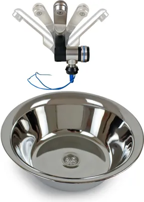 Produktbild von Edelstahl Spülbecken Camping Spüle Waschbecken Wohnmobil 32cm Ø T4 T5 T6 VW Vito