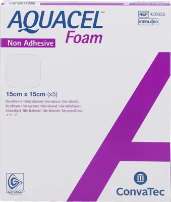 Produktbild von AQUACEL Foam nicht-adhäsiv 15x15cm, 5 St VER