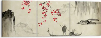 Produktbild von Bild auf Leinwand - Leinwandbild - 3 Teile - Blume Kirschen Japan - 150x50cm - Wand Bild - Wanddeko - Wandbilder - Leinwanddruck - Bilder - Wanddekoration - Leinwand bilder - Wandbild - CA150x50-5020