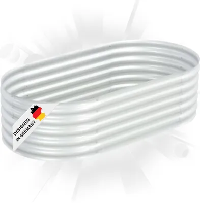 Produktbild von DELUKE® rundes Hochbeet für Garten BLUMO | Verzinkter Stahl | Wetterfest | Gartenbeet rund Kräuterbeet Blumenbeet Frühbeet für Garten Gemüsebeet, 160x80x44cm, Silber