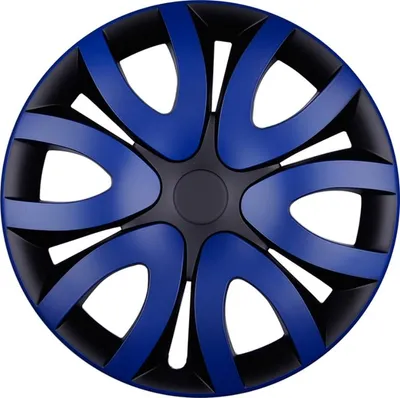 4x PREMIUM DESIGN Radkappen Radzierblenden Mika Blenden 14 ZOLL #44 Blau Schwarz – Produktansicht