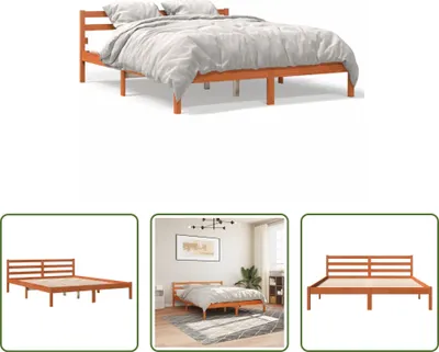 Produktbild von The Living Store Massivholzbett ohne Matratze Wachsbraun 200x200 Kiefernholz