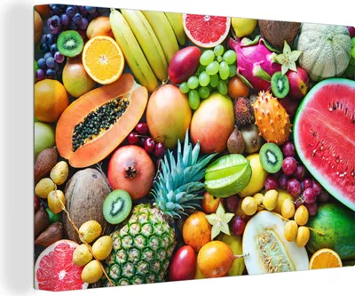 Produktbild von OneMillionCanvasses® - Leinwandbilder - 140x90 cm, Obst - Ananas - Tropisch, Wandbilder Kunstdruck Wanddekoration