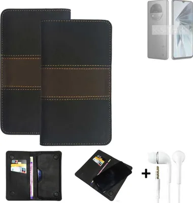 Produktbild von K-S-Trade Handyhülle + Kopfhörer kompatibel mit ZTE Extress 50 Schutzhülle Walletcase Bookstyle Tasche Schutz Case Hülle Wallet Cover Kunstleder