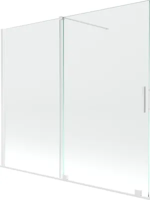 Produktbild von Mexen Velar Duschwand, 2-flügelig, zweigeteilt, 180 x 150 cm, transparent, weiß - 896-180-000-01-20