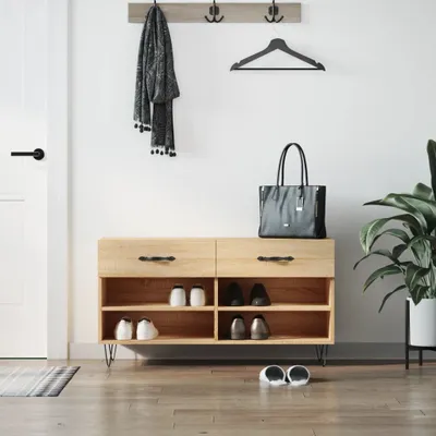 Obrázek produktu pro vidaXL Lavice na boty Sonoma dub 102x35x55 cm materiál na bázi dřeva - Lavice na boty - Lavice s úložným prostorem - Stojan na boty