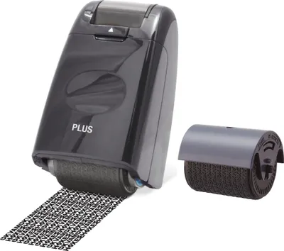 Produktbild von PLUS Datenschutz Rollstempel Camouflage, Set bestehend aus 1 Rollstempel und 1 N