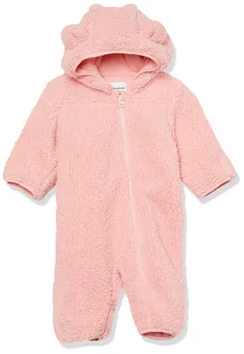 Zdjęcie produktu dla A. Kombinezon dla niemowląt unisex, wykonany z polaru Sherpa, w delikatnym różowym kolorze, rozmiar 3-6 miesięcy
