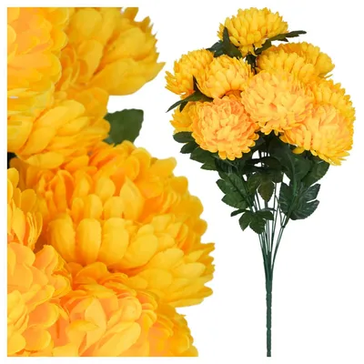 Produktbild von Topoblu Künstliche Chrysanthemen Gelb 51cm Grabstrauß