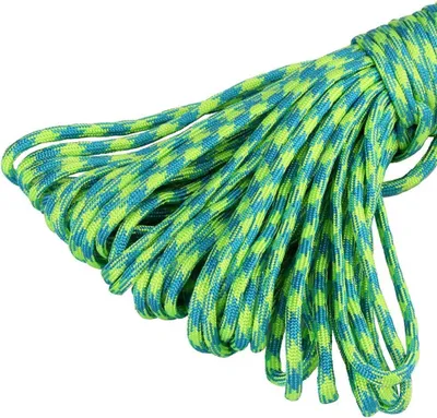 Produktbild von 15m Farbe-014 neongrün-türkis Paracord 550 Fallschirmschnur Nylonleine