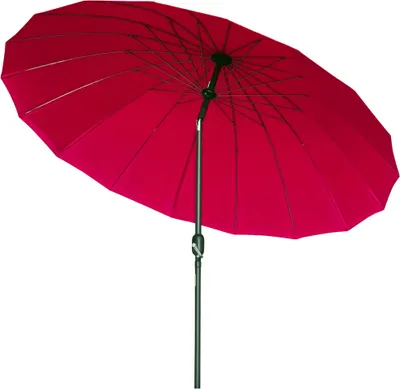 Image de Outsunny Parasol droit parasol de jardin inclinable rond avec 18 baleines manivelle m?t en mšŠtal fibre de verre ? 2,5m polyester haute densitšŠ rouge vineux