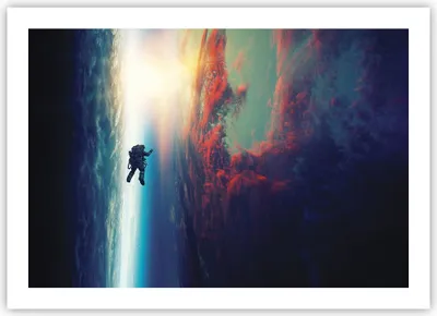 Produktbild von Poster - Poster ohne Rahmen - Kosmos Astronaut Planet - 70x50 cm - Wand Bild - Wanddeko - Wandbilder - Kunstposter - Wandposter - Bilder - Kunstdruck - Wanddekoration - Wandbild - P2XAA70x50-5049