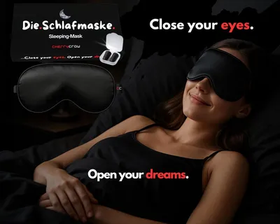 100% Atmungsaktiv & Weich - Lichtdicht mit Ohrstöpseln - Schwarz