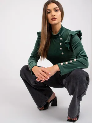 Zdjęcie produktu dla Włochy moda Damenbluse Allouache dunkelgrün Universal