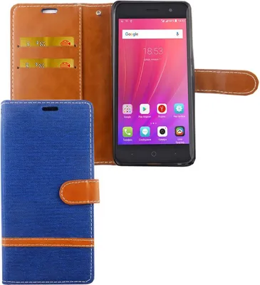 Produktbild von Wiko Y60 Handy Hülle Schutz-Tasche Case Cover Kartenfach Etui Wallet Blau