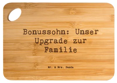 Produktbild von Mr. & Mrs. Panda Frühstücksbrettchen Spruch Bonussohn Wertschätzung - Transparent - Geschenk, Familienbindung, Holzbrett, Familienzusammenführung, Patchworkfamilie, Brett