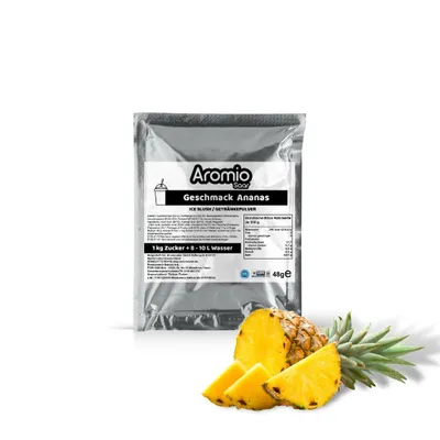 Produktbild von Aromio Slush Eis Pulver 48 g* 5 Stück | Ananas| Konzentrat für Slushy Maker Eis Slushmaschinen Eismaschinen Getränke 1:8