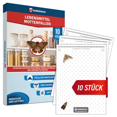 Produktbild von Veddelholzer 10 Stück Lebensmittelmotten-Falle mit Pheromon Lockwirkung Effektiv Lebensmittelmotten bekämpfen Monitoring von Motten
