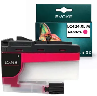 Imagen del producto de Cartuchos compatibles con los modelos de impresora Brother LC424 y LC-424XLM, color magenta, capacidad de 10 ml, compatibles con los modelos DCP-J1200W y DCP-J1200WE