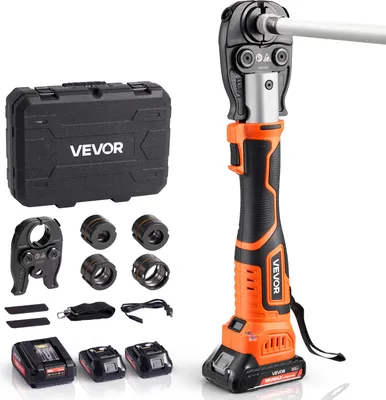 Produktbild von VEVOR Pressmaschine, 18-V-Akku-Rohrpresswerkzeug-Set, für PEX- & Aluminium-Kunststoff-Rohre – mit Pressbacken TH16, TH20, TH26 & TH32, 2 x 2-Ah-Akkus, Schnellladegerät & Tragetasche