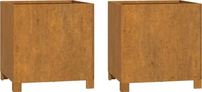 Obrázok produktu pre Kvetináče s nohami 2 ks 40x40x40 hrdzavé cm korténová oceľ