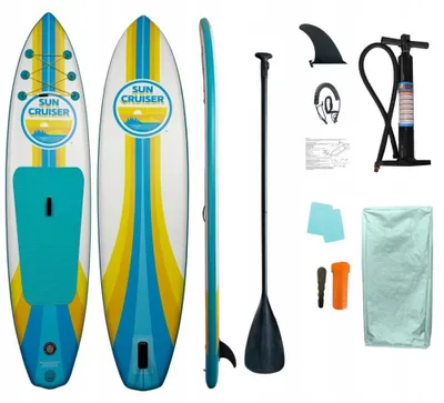 Produktbild von SUP Board Sunset aufblasbar 335 x 82 x 15 cm Set mit Paddel Pumpe und Rucksack Sun Cruiser