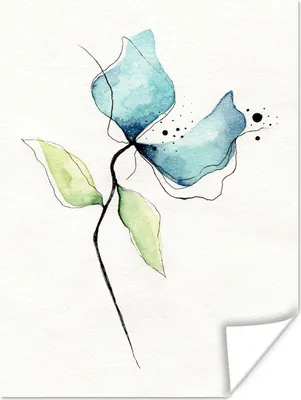 Produktbild von MuchoWow® Poster Blumen - Aquarell - Blau 120x160 cm - Wandbilder