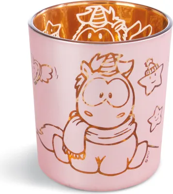 Produktbild von Nici 42449 Kerzenglas Teelichthalter Einhorn Theodor & Rainbow Flair 7x8cm