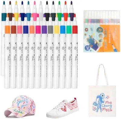 Produktbild von PromoHome® Textilstifte Set mit 24 Stück – Waschbeständige Stoffmarker für T-Shirts, Jeans, Schuhe und Textilien – Permanent, Schnell
