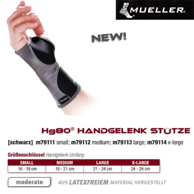 Image de 1x Mueller Hg80 Care protège-poignets noir/argent 7911, taille:M