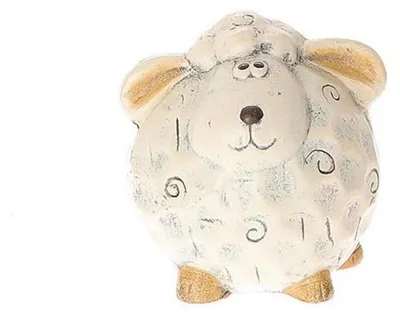 Image de Hbx Natural Living Deco Mouton Bolli 8,5 x 8,5 x 9,5 cm blanc