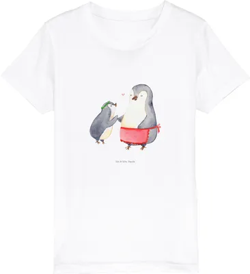 Produktbild von Mr. & Mrs. Panda Kleinkinder T-Shirt Pinguin mit Kind 9-11 Jahre (134/146) - Weiß - Geschenk, Mama, Muttertag, Vorbild, Familie, Kinder, Teenager, Mutter, Kindershirt