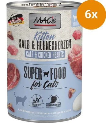 Produktbild von MAC's KITTEN KALB & HÜHNERHERZEN, Kitten, Huhn, Herz, Kalbsfleisch, 400 g