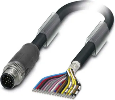 Produktbild von M12 Sensorleitung PUR 17-polig Stift gerade geschirmt/schlepp. A-Kodierung, Länge 6,0 Meter tiefschwarz RAL 9005, Kabel