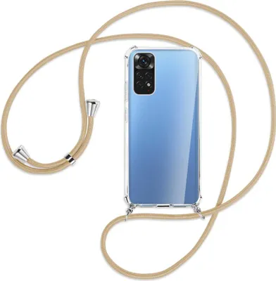 Produktbild von Handykette Backcover-Schutzhülle mit Band (Metall silberfarben) für Xiaomi Redmi Note 11S 4G - caramel