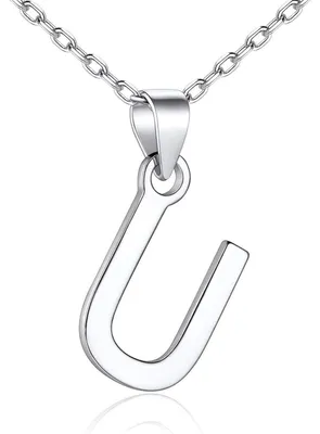 Productafbeelding van Halsketting van zilver (925) met initialen, letterhanger, dames, letter U