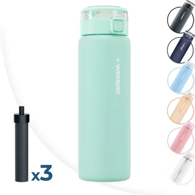 Produktbild von Wessper ActiveMax Clarti Glasfilterflasche 680ml Minze + 3x Filterkartusche