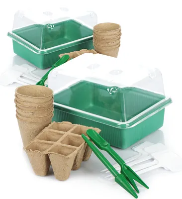 Immagine prodotto di COM-FOUR® 34 pezzi, set di propagazione per piante con mini-serra e tanti accessori, per la coltivazione di piante in primavera