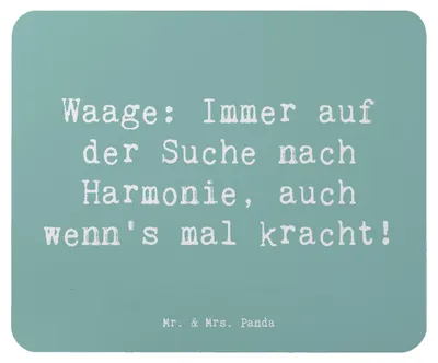 Produktbild von Mr. & Mrs. Panda Mauspad Spruch Waagen Harmonie - Meeresbrise - Geschenk, Geschenke Sternzeichen, mousematte, Diplomatie, Ausgleich, Waage, Mousepad, Horoskop, pc, laptop